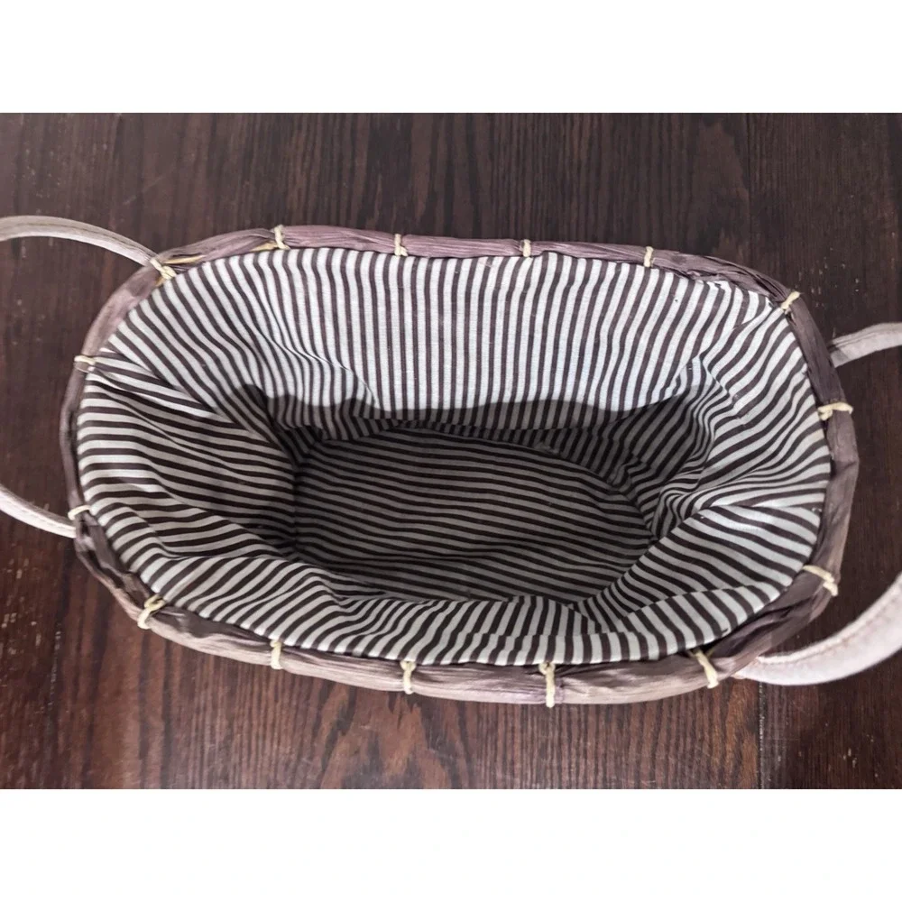 Small Wicker Basket with Fabric Liner & Handles Decorative Storage Basket Brown